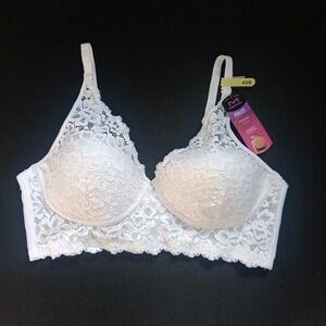 Maidenform Wireless Bralette 40B White New Lace Longline Convertible DM1188